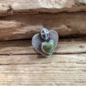 Sterling Heart Ring and Turquoise Statement Ring Size 8.25
